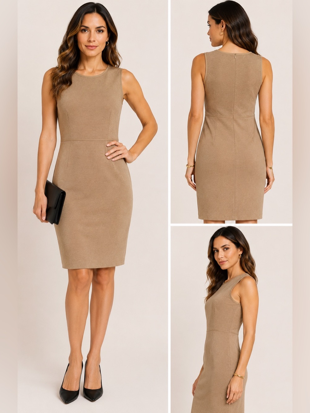 Trina Turk Camel Sleeveless Sheath Dress | Size 4 | Classic Work Dress